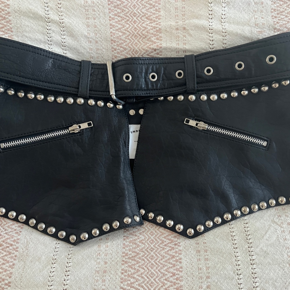 Texas Moto Skirt Belt / Studded Black Leather Belt